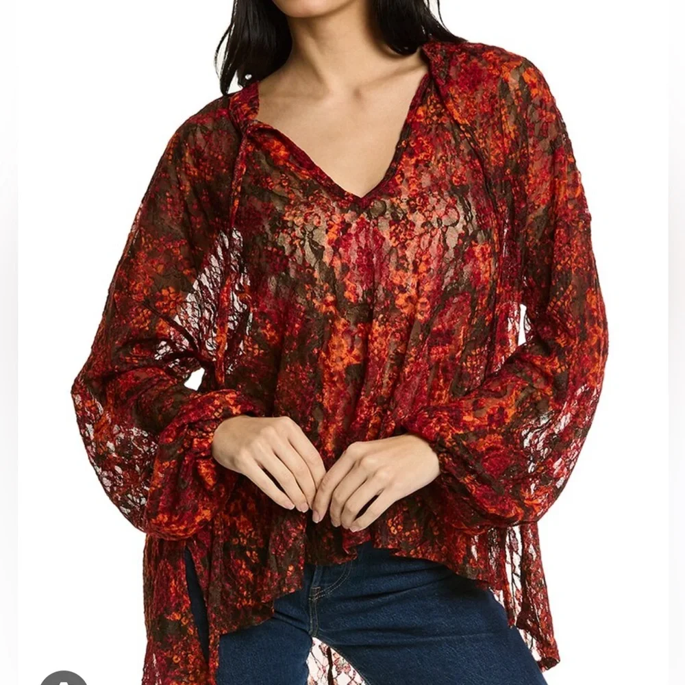FREE PEOPLE OUT FOR THE NIGHT TOP IN RED/Black NEW never worn XL - Picture 3 of 10
